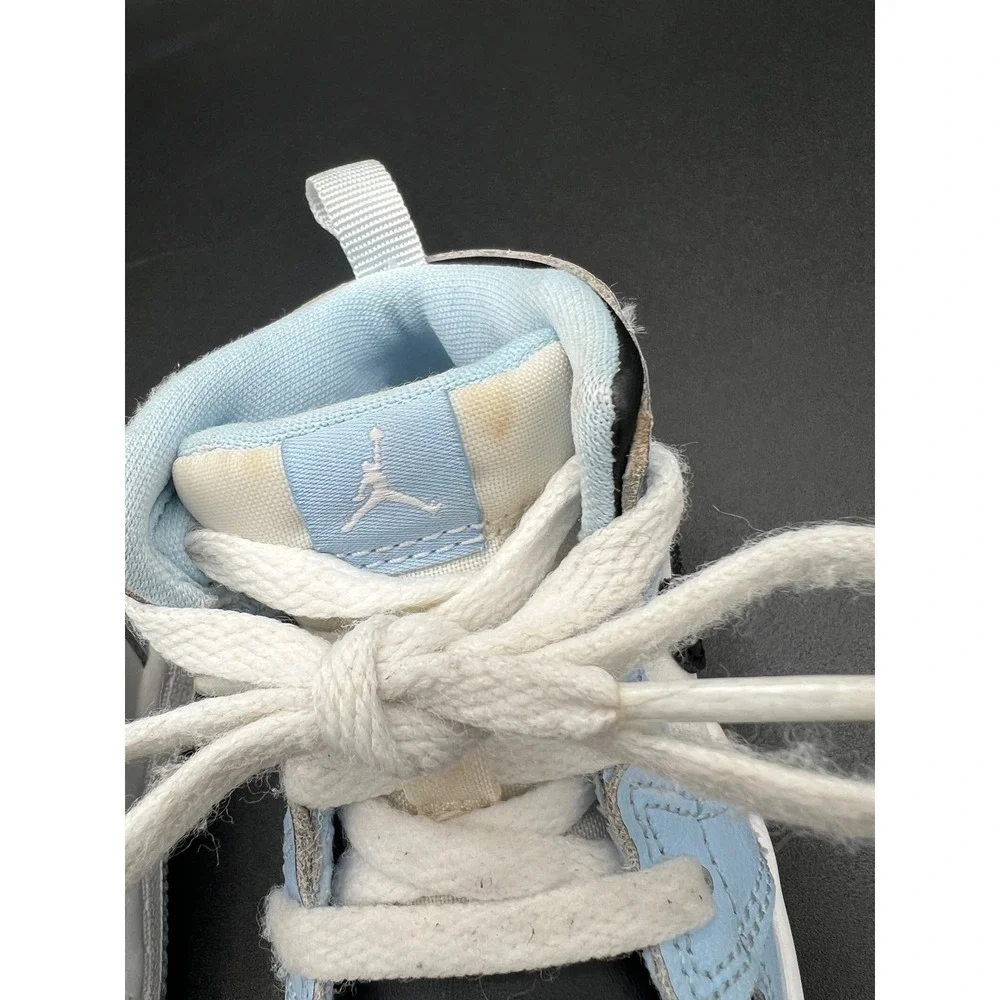 Jordan 1 Mid University Blue Black White Toddler Sneakers Size 5C BQ6472-102
